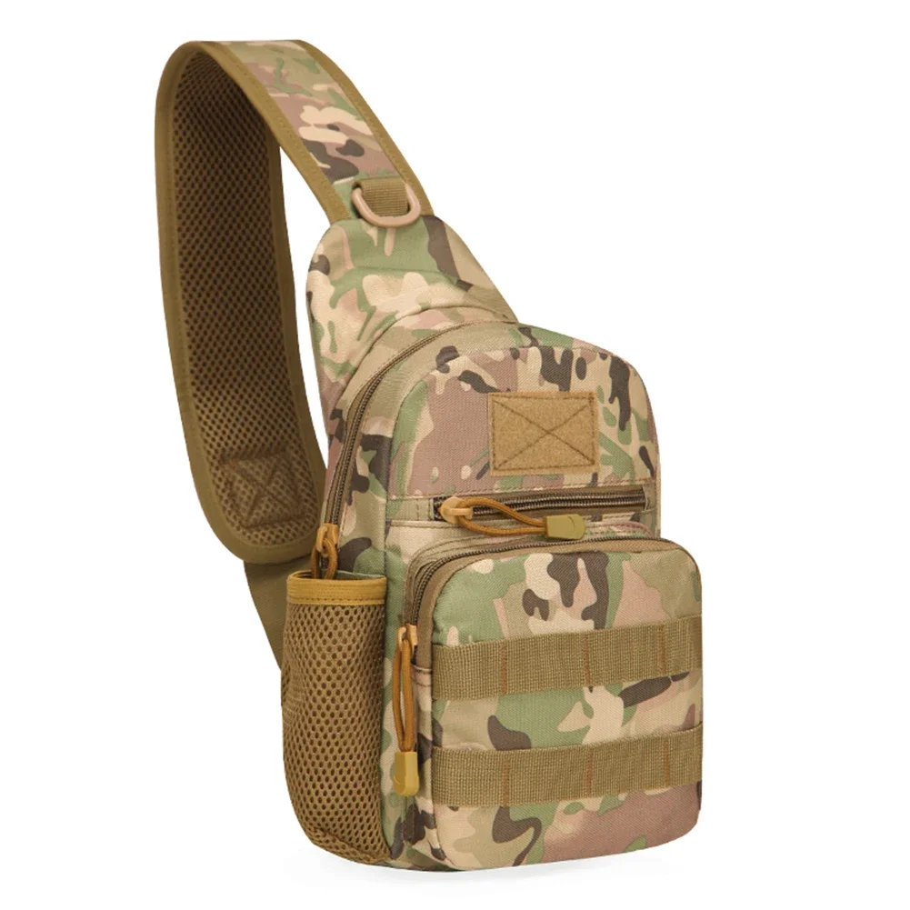 Color: black - Outdoor tactical Camouflage kettle chest bag Men's hiking backpack Nylon hunting fishing camo hiking shoulder bag