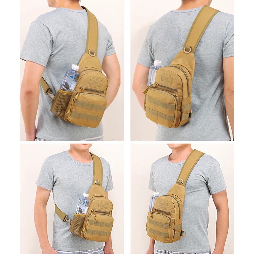 Color: black - Outdoor tactical Camouflage kettle chest bag Men's hiking backpack Nylon hunting fishing camo hiking shoulder bag