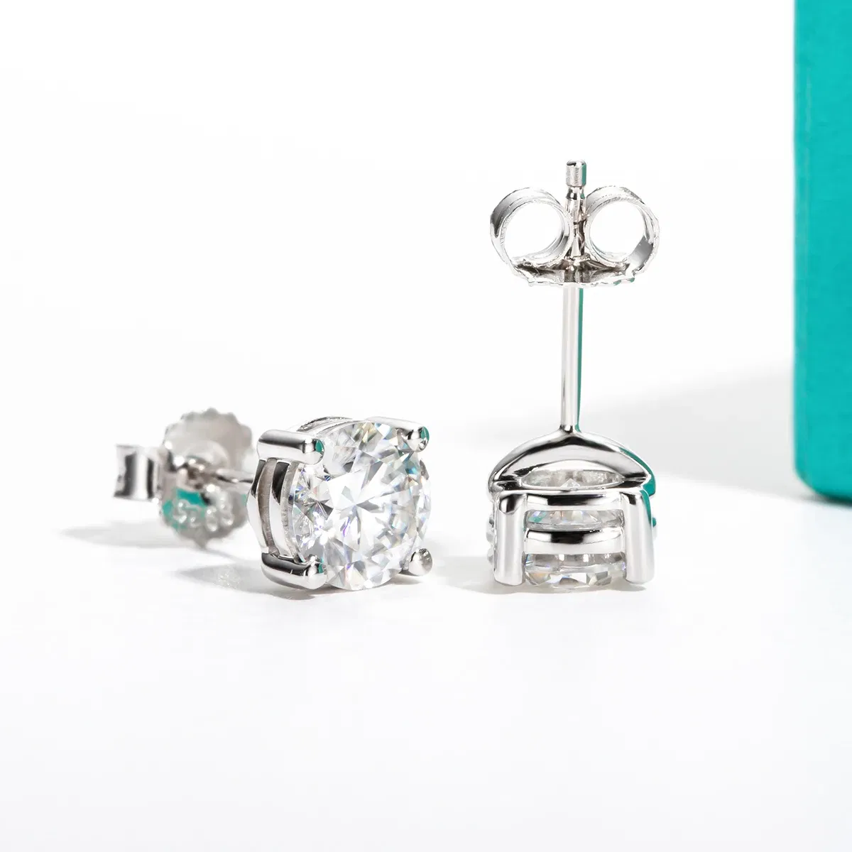 Gem Color: silver, Ships From: CHINA - AnuJewel 10k Gold 4/3/2/1.6/1/0.6ct Moissanite Stud Earrings For Women Real 10K Gold Post Anti-allergy Men Earrings Jewelry