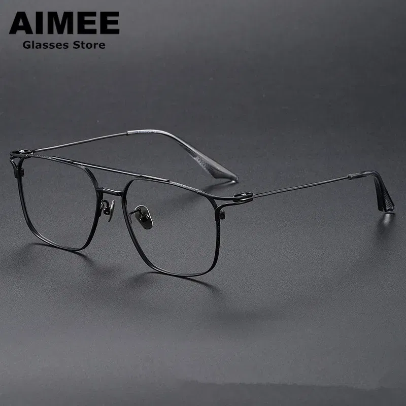 Hand-Made Pure Titanium Ultralight Glasses Frame Men's Square Multifocal Prescription Eyeglasses Women Myopia Eyewear Spectacles