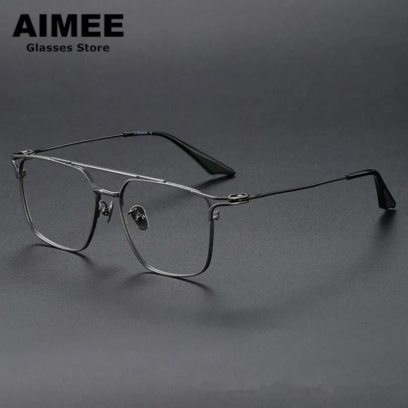 Hand-Made Pure Titanium Ultralight Glasses Frame Men's Square Multifocal Prescription Eyeglasses Women Myopia Eyewear Spectacles