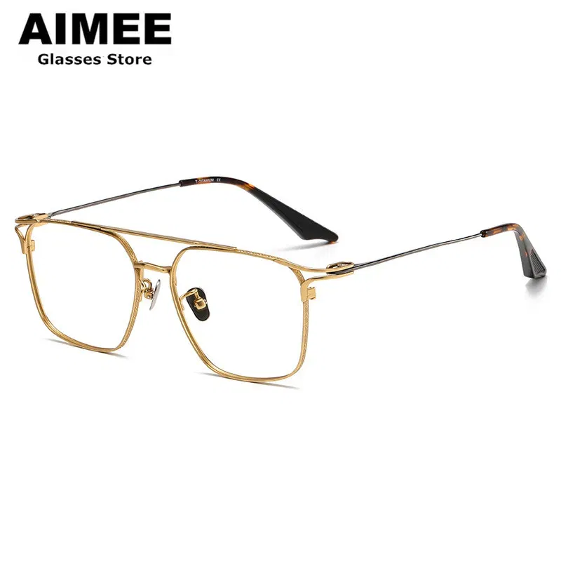 Hand-Made Pure Titanium Ultralight Glasses Frame Men's Square Multifocal Prescription Eyeglasses Women Myopia Eyewear Spectacles