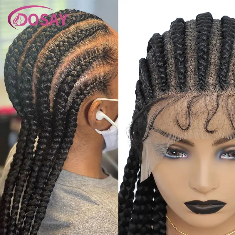 Synthetic 36inch Jumbo Full Lace Front Wigs Knotless Cornrow Braided Wigs For Women Twist Braid Lace Wigs Box Braids Wig African