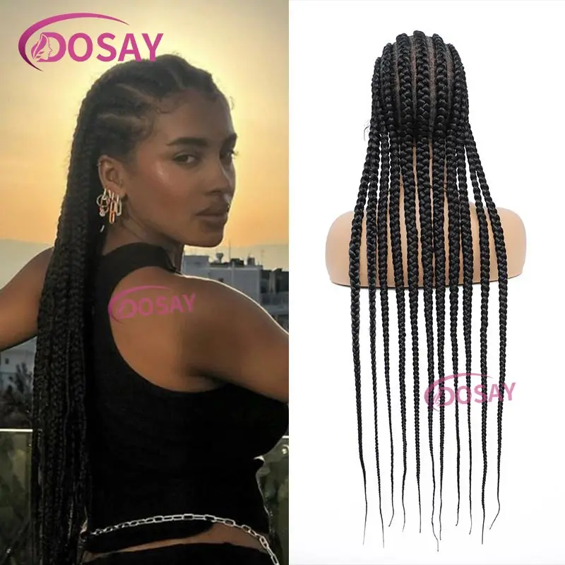 Synthetic 36inch Jumbo Full Lace Front Wigs Knotless Cornrow Braided Wigs For Women Twist Braid Lace Wigs Box Braids Wig African