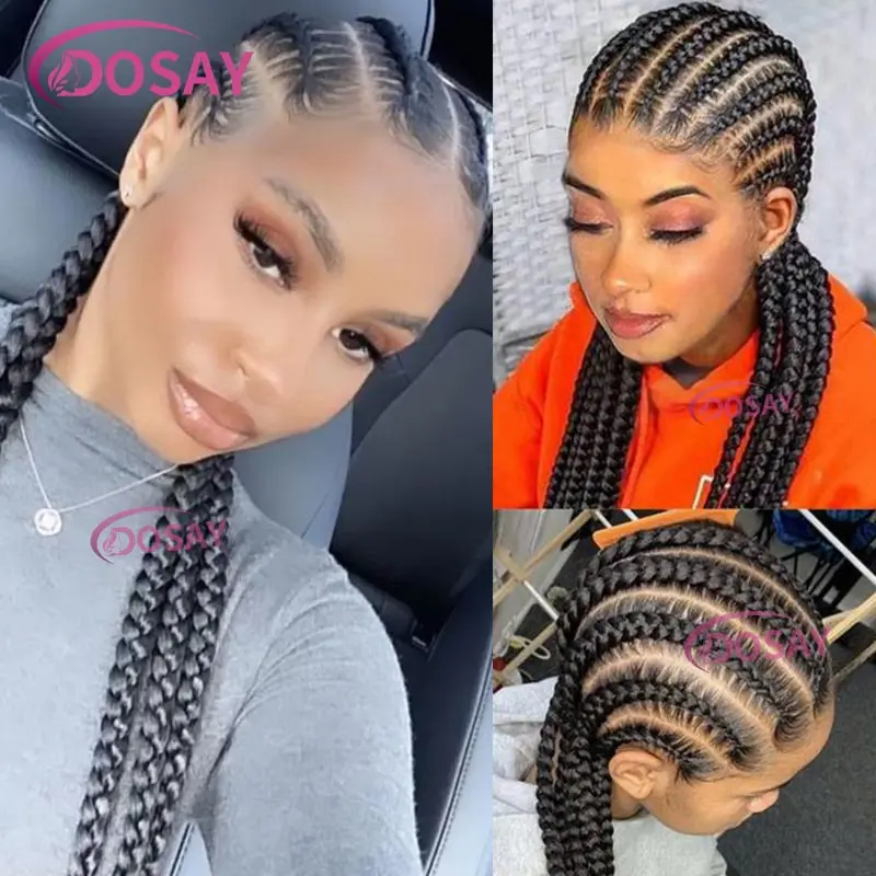 Synthetic 36inch Jumbo Full Lace Front Wigs Knotless Cornrow Braided Wigs For Women Twist Braid Lace Wigs Box Braids Wig African