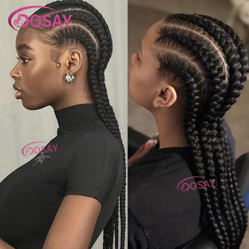 Synthetic 36inch Jumbo Full Lace Front Wigs Knotless Cornrow Braided Wigs For Women Twist Braid Lace Wigs Box Braids Wig African