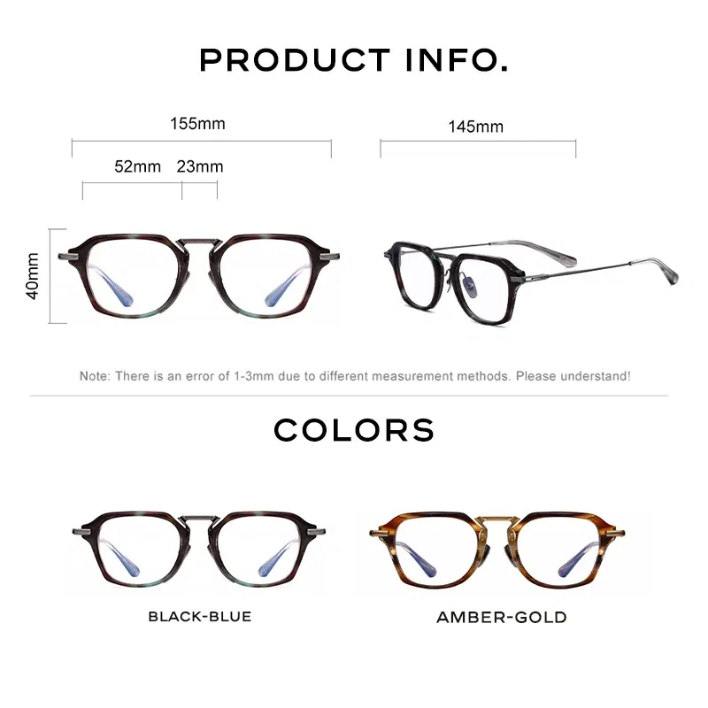 Frame Color: WHITE - CAPONI Fashion Gentlemen's Glasses Frame Pure Titanium Acetate Retro Anti Blue Light Eyeglasses German Designer Spectacles JF413