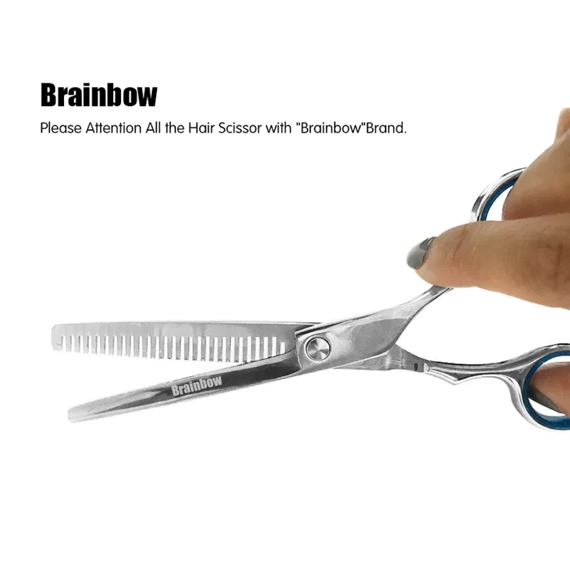 Color: Red - Brainbow 6 inch Cutting Thinning  Styling Tool Hair Scissors Stainless Steel Salon Hairdressing Shears Regular Flat Teeth Blades