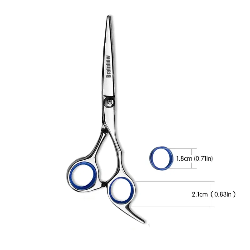 Color: Red - Brainbow 6 inch Cutting Thinning Styling Tool Hair Scissors Stainless Steel Salon Hairdressing Shears Regular Flat Teeth Blades