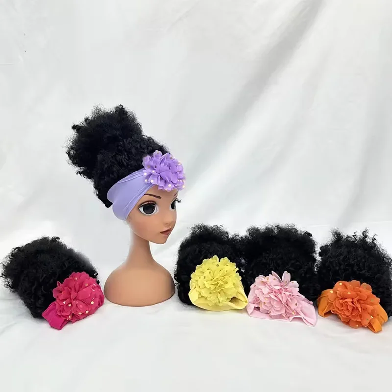 Color: Sky blue, Ships From: CHINA - Popular Beauty Girls Full Head Feel Like Human Hair Wig for Kids Girls Synthetic Headband Wigs Soft Breathable Wigs for Baby