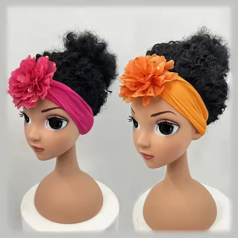 Color: Sky blue, Ships From: CHINA - Popular Beauty Girls Full Head Feel Like Human Hair Wig for Kids Girls Synthetic Headband Wigs Soft Breathable Wigs for Baby