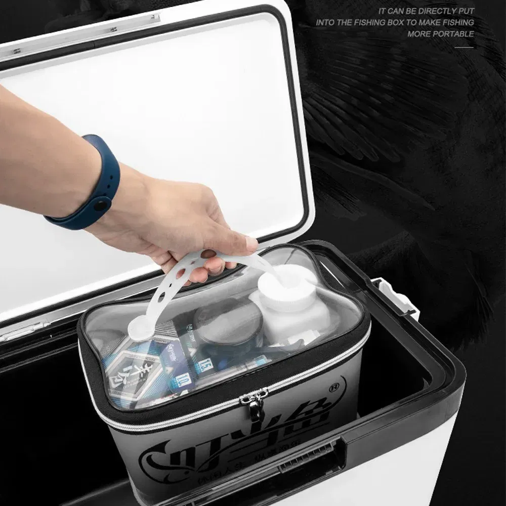 Color: Burgundy - Multifunction EVA Fishing Bag Box Folding Live Fish Bucket 4L 6L 10L 14L Water Container Bags Fishing Tackle Tools Storage Case