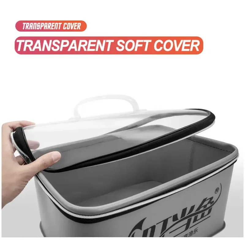 Color: Burgundy - Multifunction EVA Fishing Bag Box Folding Live Fish Bucket 4L 6L 10L 14L Water Container Bags Fishing Tackle Tools Storage Case