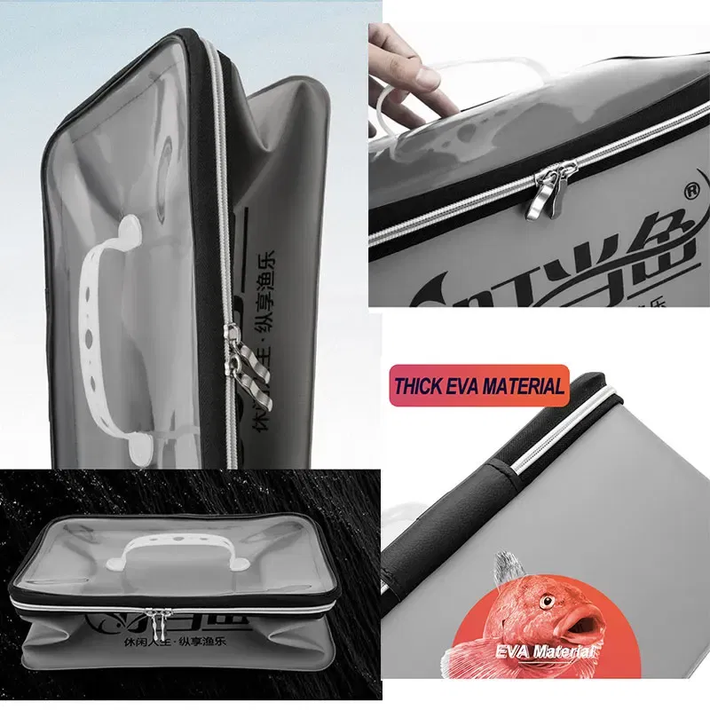 Color: Burgundy - Multifunction EVA Fishing Bag Box Folding Live Fish Bucket 4L 6L 10L 14L Water Container Bags Fishing Tackle Tools Storage Case