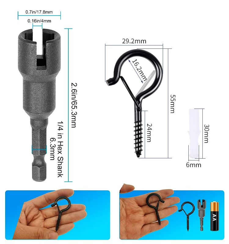Color: WHITE - 12/20PCS Q-Hanger Screw Black Hooks Ceiling Hooks with Safety Buckle for Plant and Christmas Outdoor String Lights Hooks