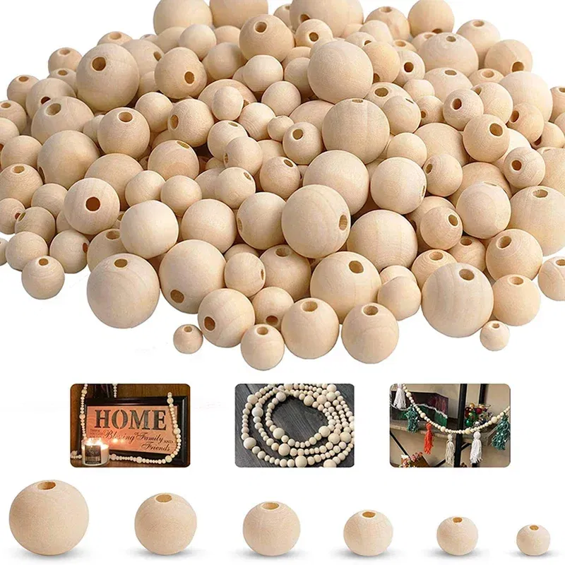 Color: PINE, Wood Diameter: 13-14cm - 2-500Pcs Natural Wooden Beads with Holes 4-30mm Round Spacer Wooden Bead Ball Loose Wood Bead Charm for DIY Handmade Accessories