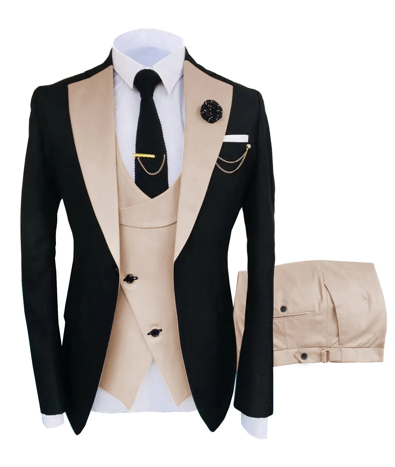 New Costume Homme Popular Clothing Luxury Party Stage Men's Suit Groomsmen Regular Fit Tuxedo 3 Peice Set Jacket+Trousers+Vest