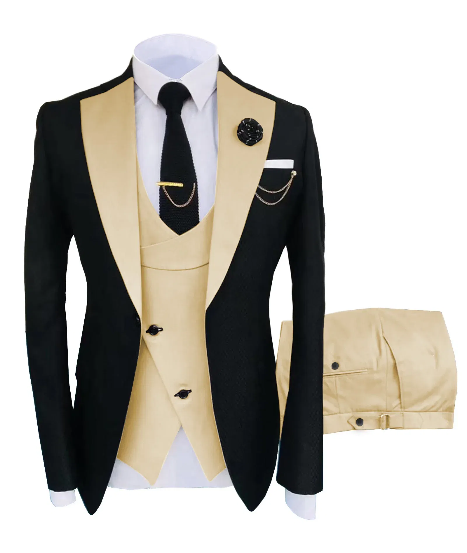 New Costume Homme Popular Clothing Luxury Party Stage Men's Suit Groomsmen Regular Fit Tuxedo 3 Peice Set Jacket+Trousers+Vest
