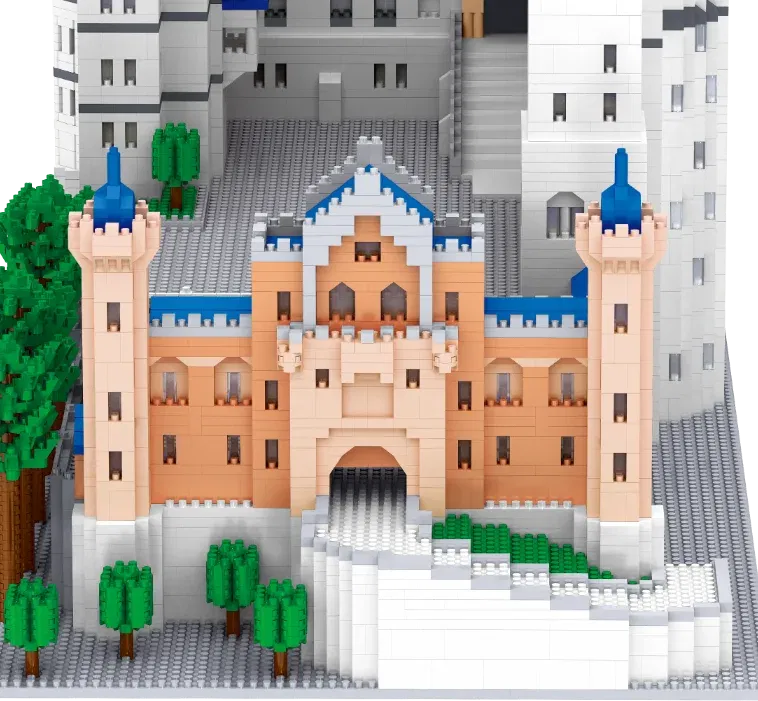 Color: WHITE, Size: S - KNEW BUILT Huge New Swan Stone Castle Micro Mini Bricks for Adults Huge Assemble Architecture Toys Kits Diamond Build Blocks