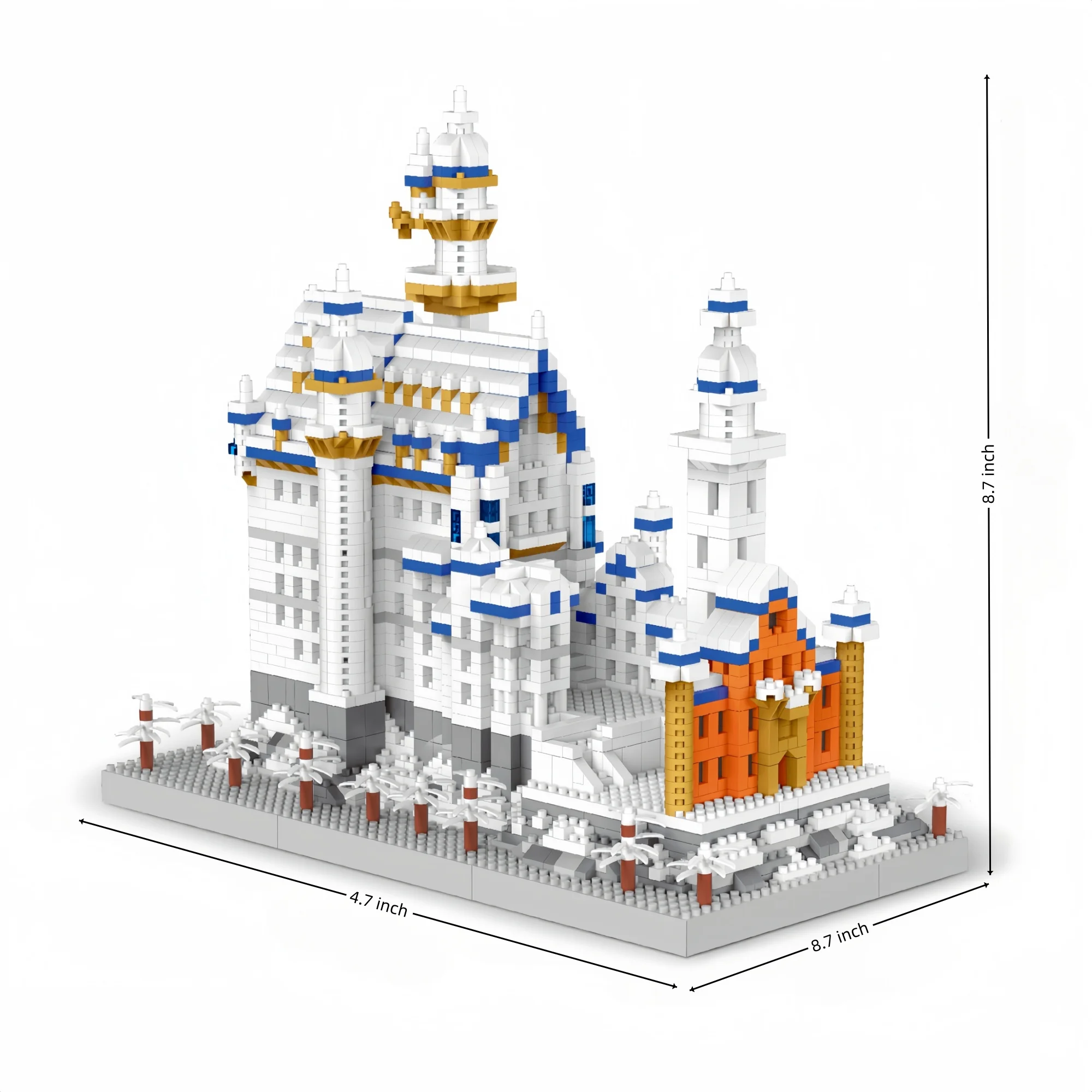 Color: WHITE, Size: S - KNEW BUILT Huge New Swan Stone Castle Micro Mini Bricks for Adults Huge Assemble Architecture Toys Kits Diamond Build Blocks