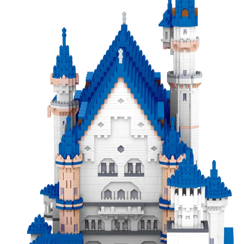Color: WHITE, Size: S - KNEW BUILT Huge New Swan Stone Castle Micro Mini Bricks for Adults Huge Assemble Architecture Toys Kits Diamond Build Blocks
