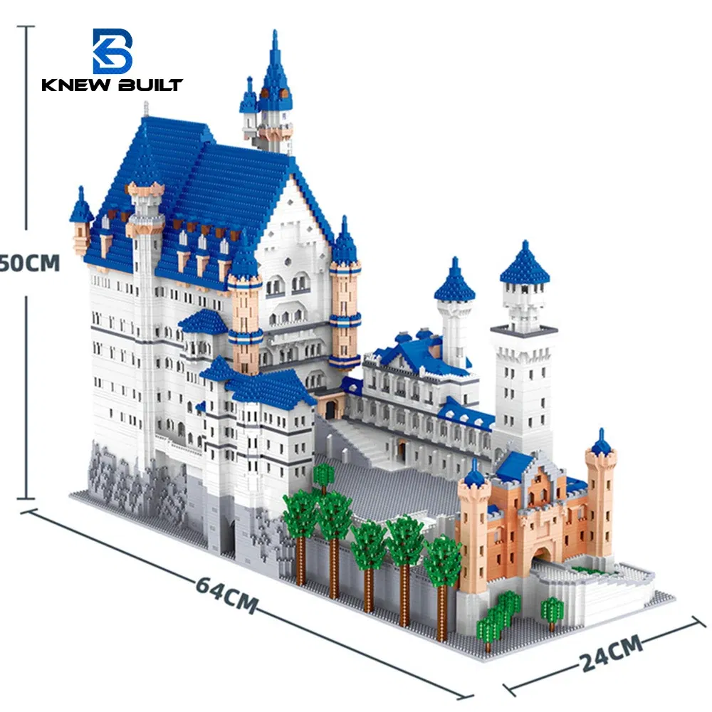 Color: WHITE, Size: S - KNEW BUILT Huge New Swan Stone Castle Micro Mini Bricks for Adults Huge Assemble Architecture Toys Kits Diamond Build Blocks