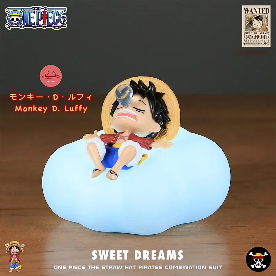 Color: black - Original One Piece Night Light Luffy Zoro Sanji Anime Figure Lamp Soft Light Bedroom Bedside LED Light Room Children Toys Gift