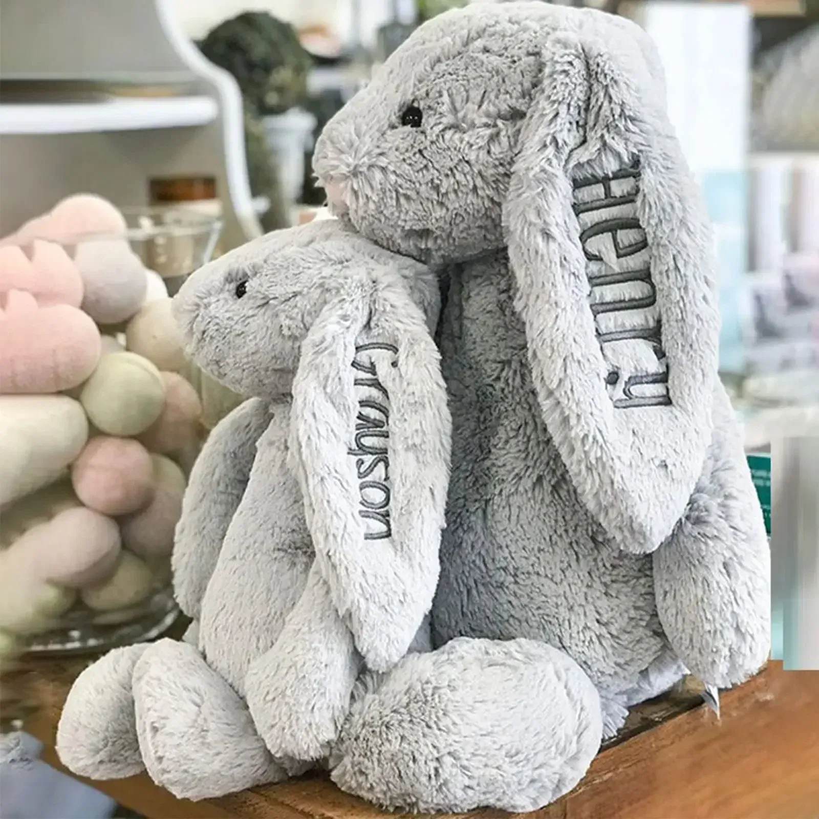 Color: Red, Ships From: CN, Height: 31cm-50cm - Personalied Baby Gifts Embroidered Plush Bunny Toys with Kids Customized Name First Easter Boys Girls Birthday Gifts Children