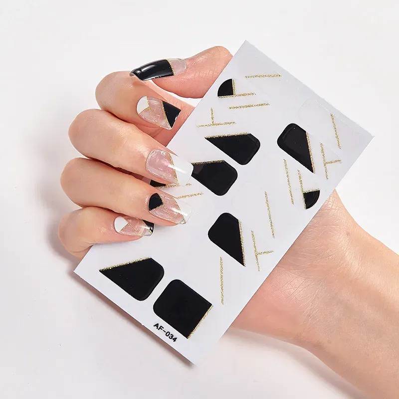 Color: GRAY - Designer Nail Decals Sticker For Nails Foil Nail Art Stickers 2020 Fashion Nail Minimalist Design Minimalist Design