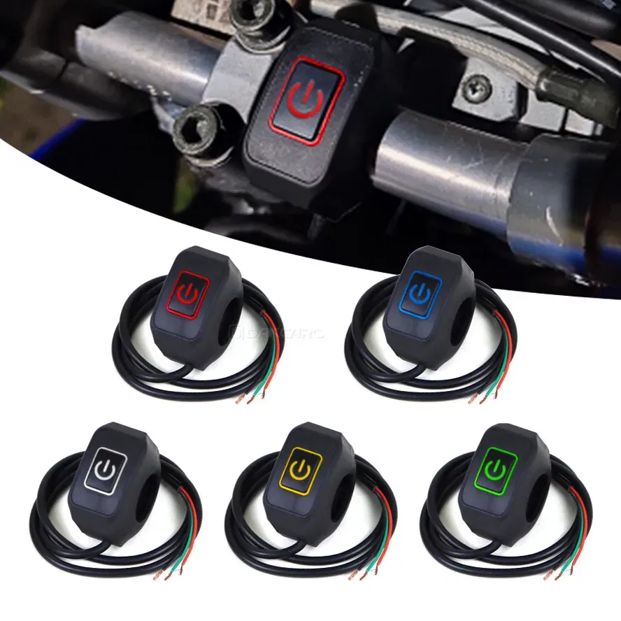 Color: multi - Motorcycle Handlebar Switch with LED Light 7/8'' 22mm Momentry Buttton for Electric Star Kill Waterproof Control Switch Button