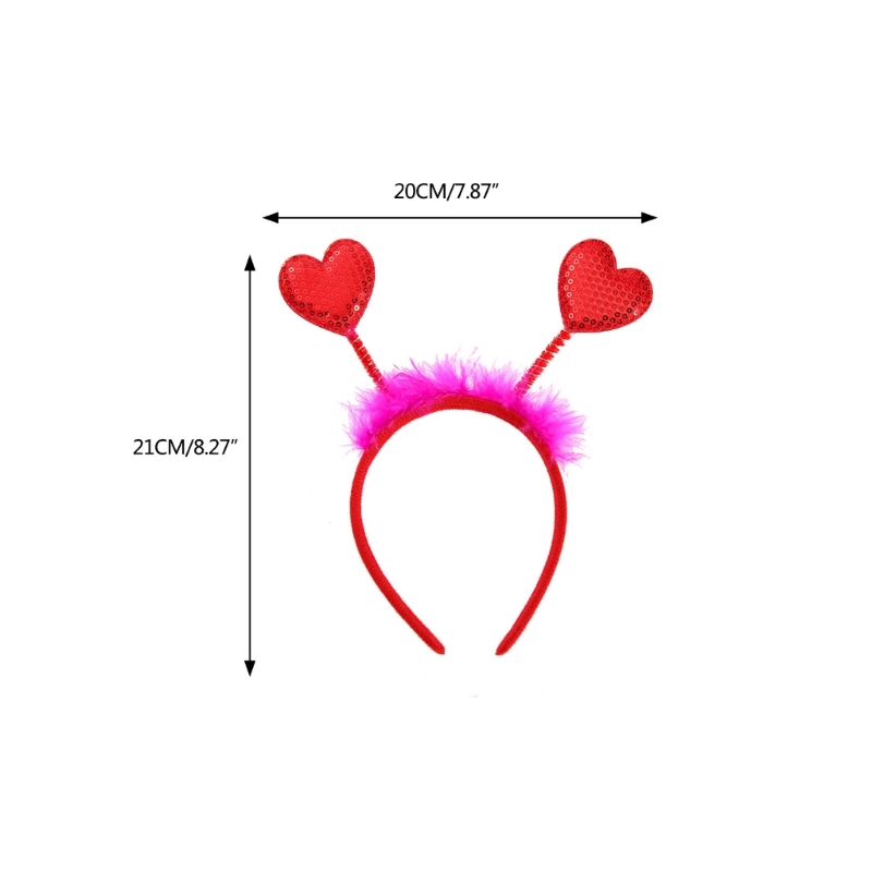 Lovely Red Heart Hair Hoop Furry Valentine's Day Heart Headband Party Headwear Rose Selling Pedlar Hair Hoop DXAA