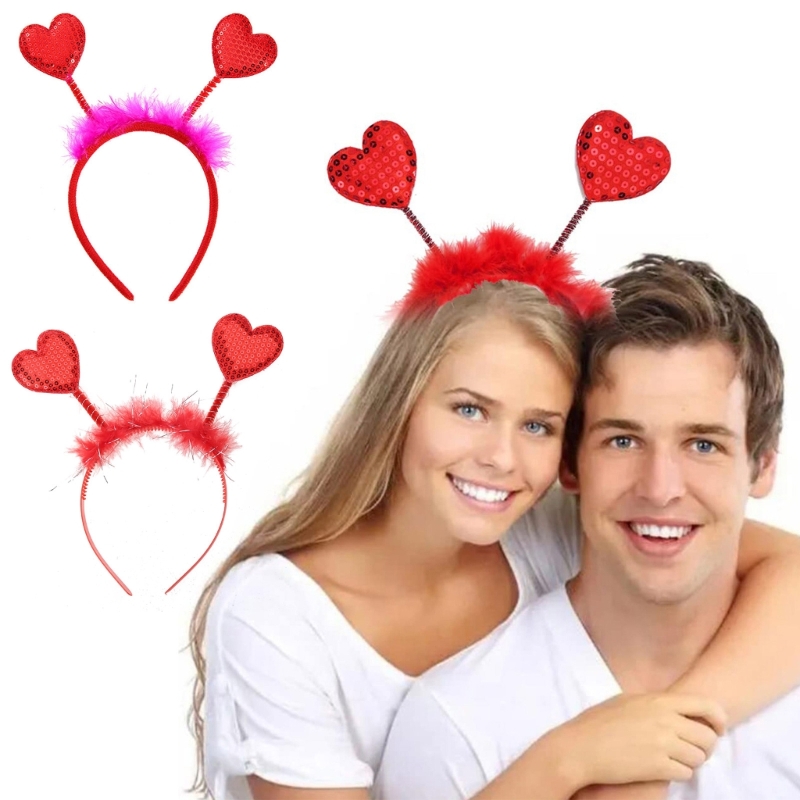 Lovely Red Heart Hair Hoop Furry Valentine's Day Heart Headband Party Headwear Rose Selling Pedlar Hair Hoop DXAA