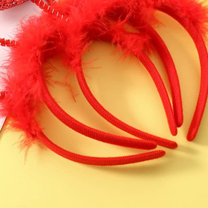 Lovely Red Heart Hair Hoop Furry Valentine's Day Heart Headband Party Headwear Rose Selling Pedlar Hair Hoop DXAA