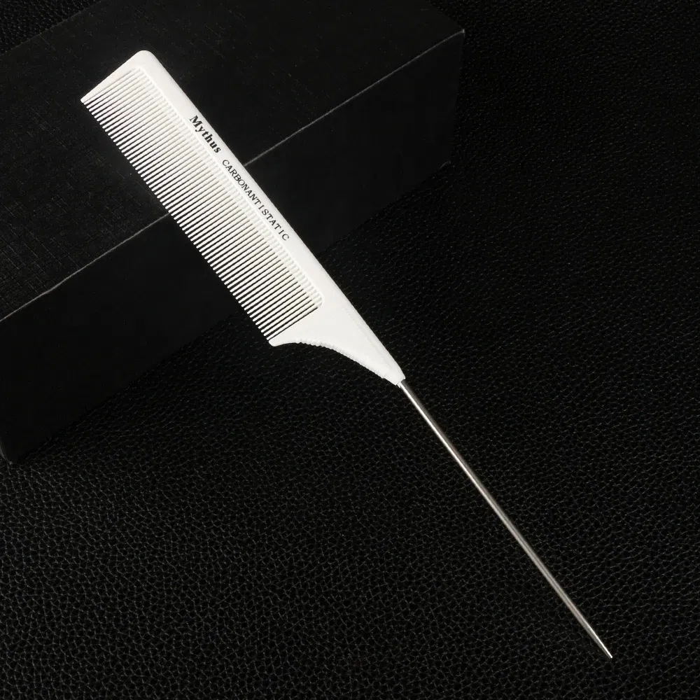 Color: Dark Red - Mythus Hairdressing Carbon Comb For Haircut Barber Anti Static White Rat Tail Comb Beauty Professional Hair Styling Tools Comb