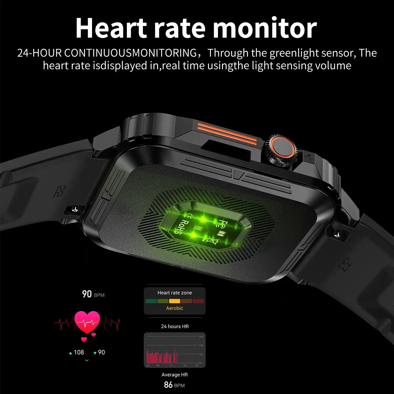 Color: Pink - MISIRUN Outdoor Sports Smart Watch 1.95" HD Screen Bluetooth Call Smartwatch Health Monitoring IP68 Waterproof Fitness Tracker