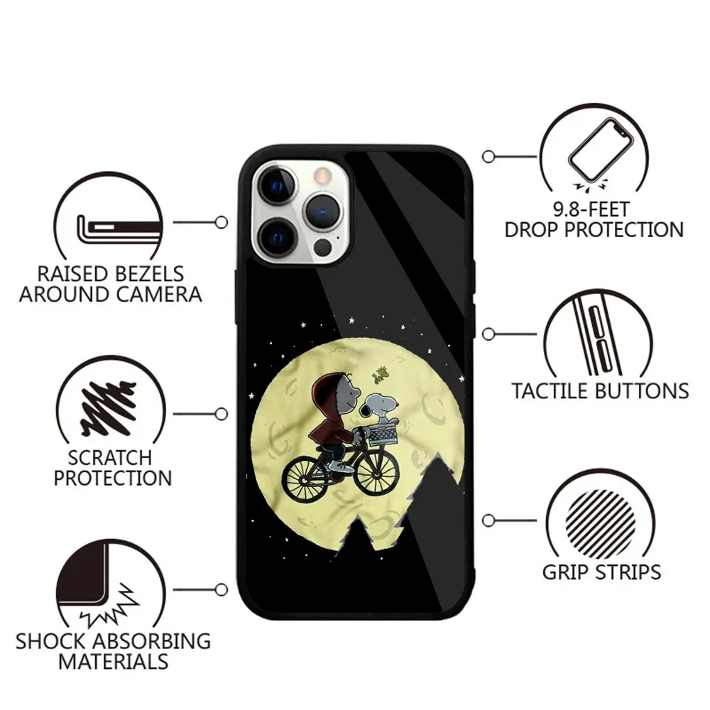 Color: black, Material: PP - Anime Cartoon-S-Snoopy-s Phone Case For iPhone 16,15,14,13,12,11,Plus,Pro,Max,Mini Magsafe Magnetic Wireless Charging