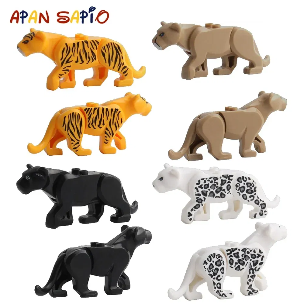 Color: Dark Khaki - Animal Building Blocks Model Crocodile Leopard Educational Games Figure Brick Toys for Children Kids