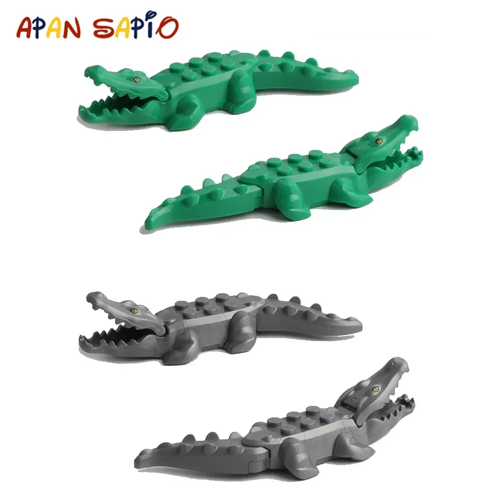 Color: Dark Khaki - Animal Building Blocks Model Crocodile Leopard Educational Games Figure Brick Toys for Children Kids