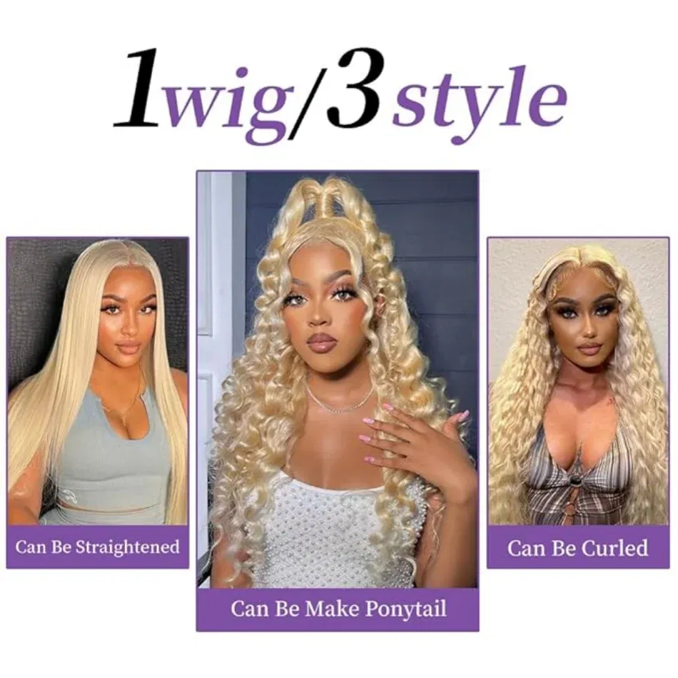 Hair Color: #16, Stretched Length: 34inches, Density: 100%, Ships From: CHINA - Blonde 613 HD Lace Frontal Wig 13x6 Body Wave HD Lace Frontal Wig 613 Colored Human Hair Wigs 30 Inch Long Loose Deep Wig Blonde