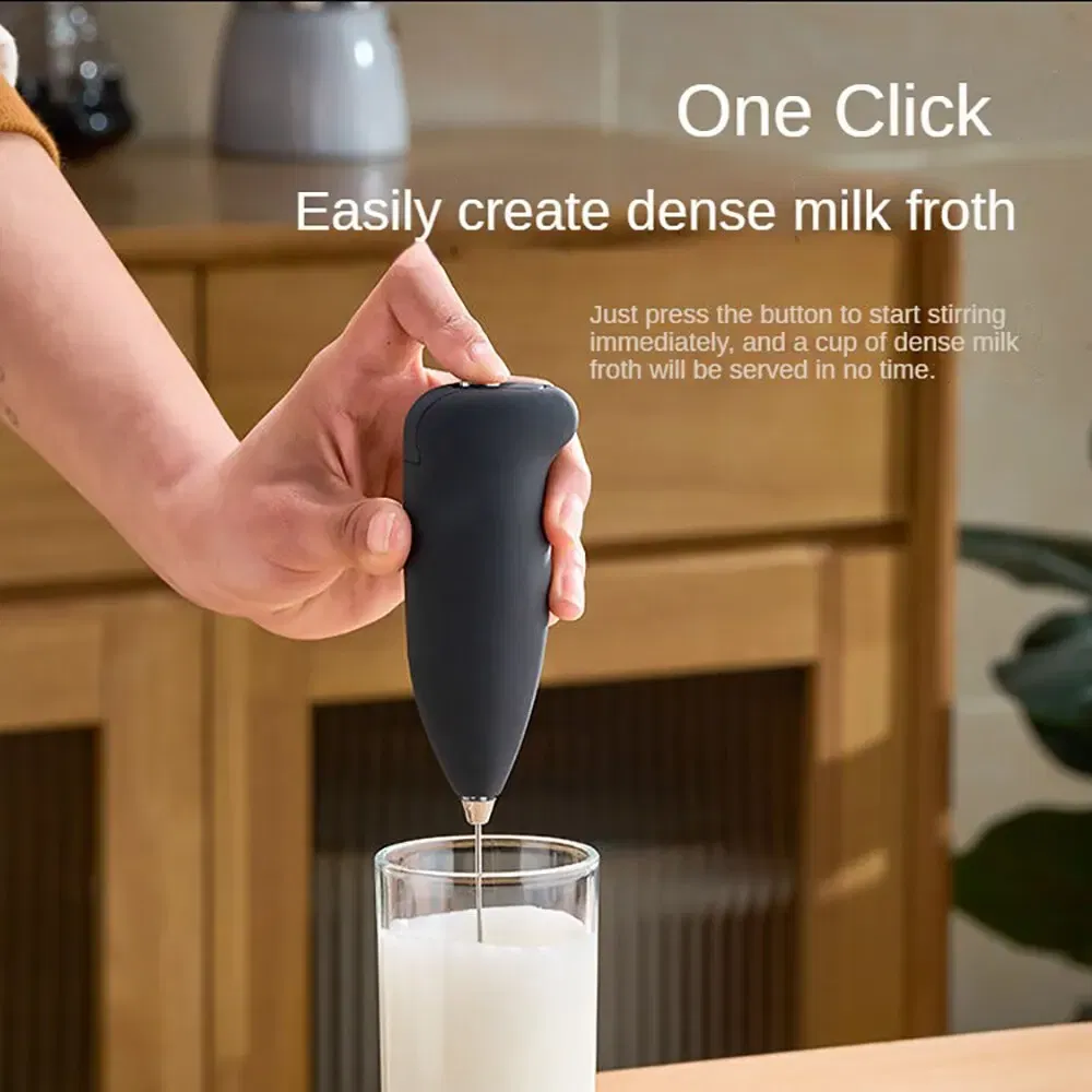 Color: light yellow - Electric Milk Frother Handheld Mixer Coffee Foamer Egg Beater Cappuccino Stirrer Mini Portable Blenders Home Kitchen Whisk Tool
