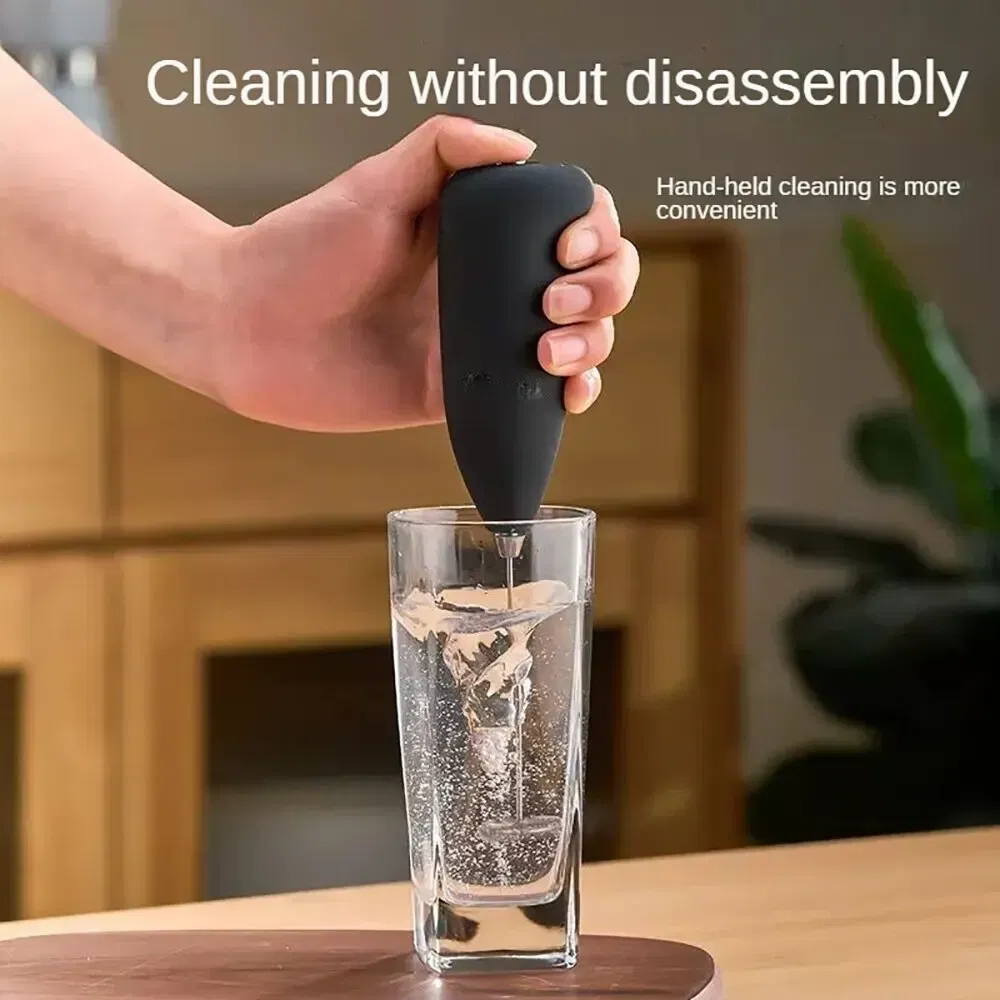 Color: light yellow - Electric Milk Frother Handheld Mixer Coffee Foamer Egg Beater Cappuccino Stirrer Mini Portable Blenders Home Kitchen Whisk Tool