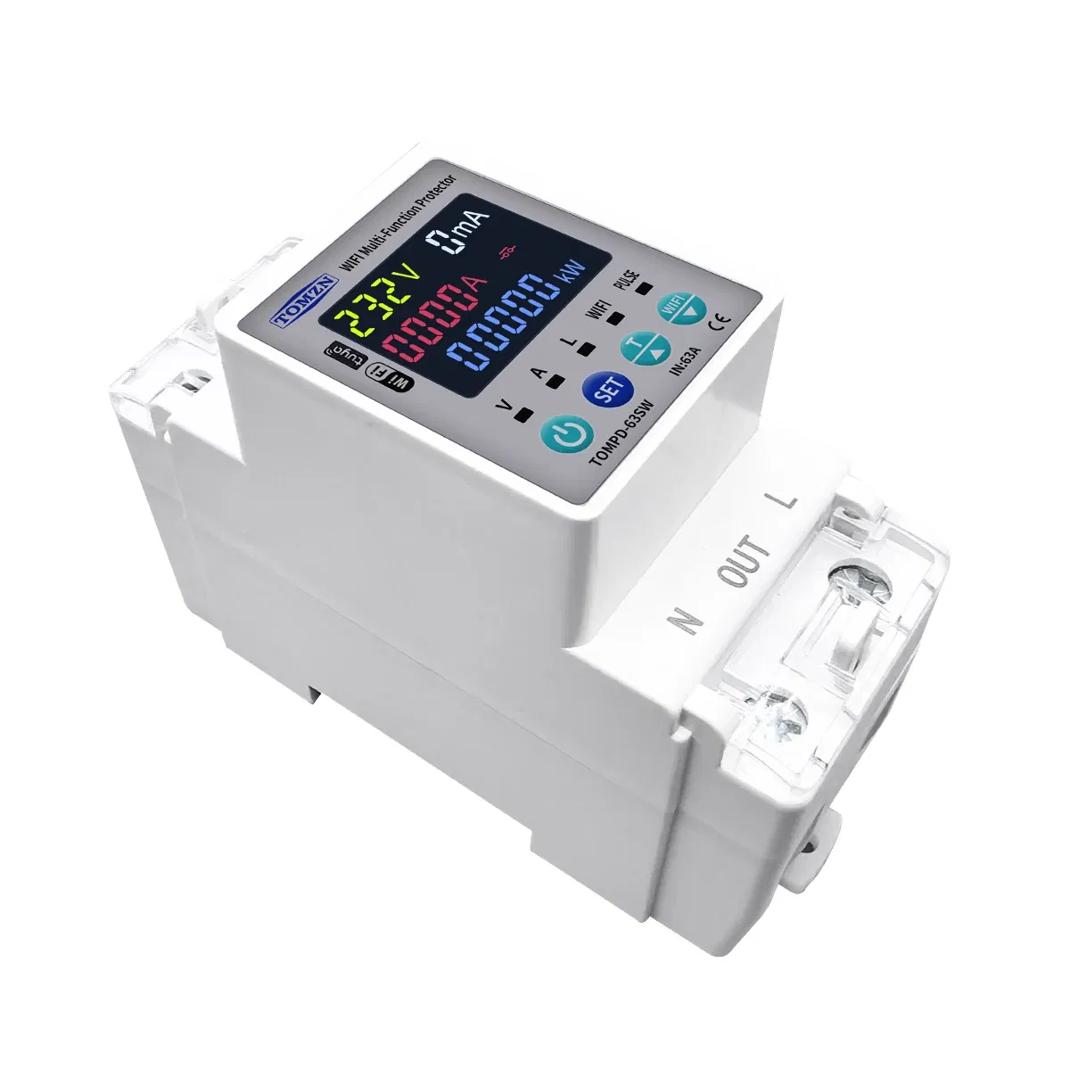 Rated Current: 63A - TOMZN 63A 110V 230V WIFI Smart Switch smartlife Kwh Metering Circuit Breaker Timer with voltage current and leakage protection