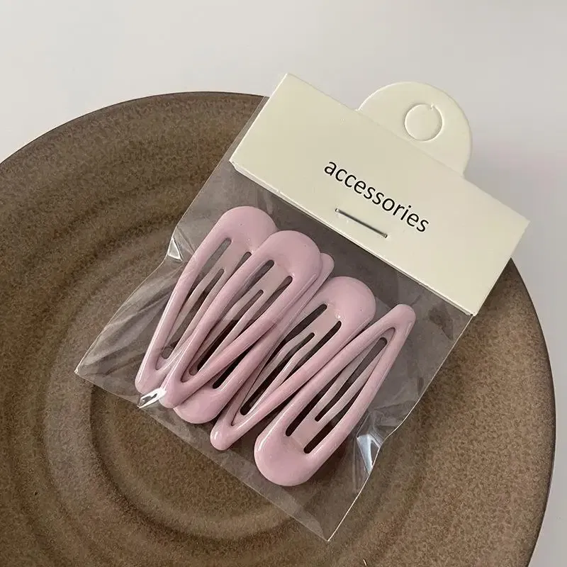 Color: plum - 5Pc Korean Snap Hairgrip Hair Clips Bangs Clip Edge Clip Waterdrop Shape BB Hairpins DIY Fashion Headwear Women Hair Accessories