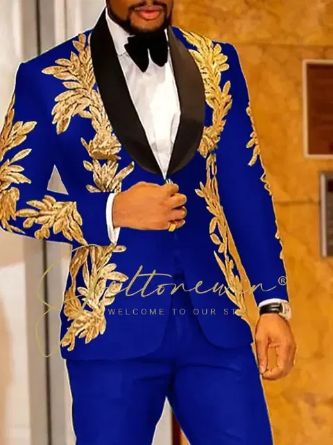 Color: black, Size: S - Luxury Groom Wedding Tuxedos Gold Sequins Appliques Black Men Suits Slim Fit Costume Homme Marriage Prom Suits