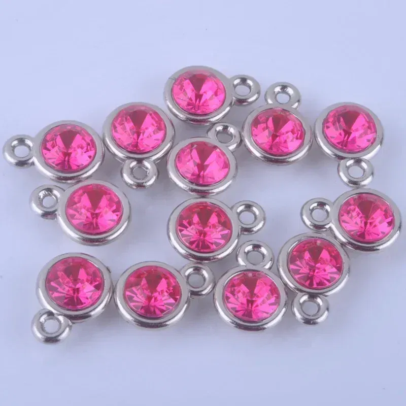 Metal color: Imitation Rhodium Plated - 150pcs/lot mixed Birthstone charms 11mm Acrylic for DIY jewelry