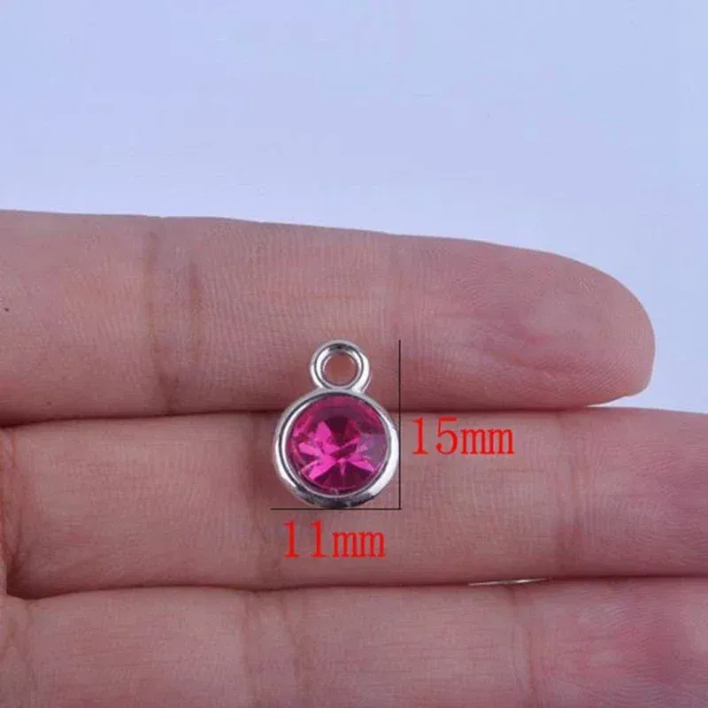 Metal color: Imitation Rhodium Plated - 150pcs/lot mixed Birthstone charms 11mm Acrylic for DIY jewelry