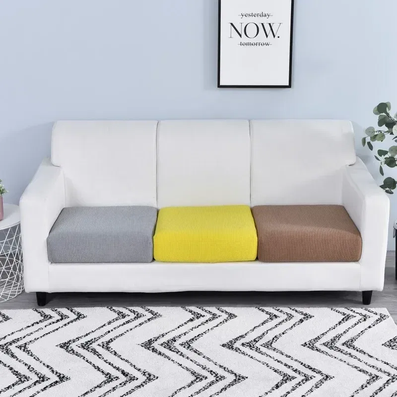 Color: AZURE, Specification: 80*120cm - Jacquard Sofa Cushion Cover for Living Room Pets Kids Furniture Protector Polar Fleece Stretch Washable Removable Couch Covers