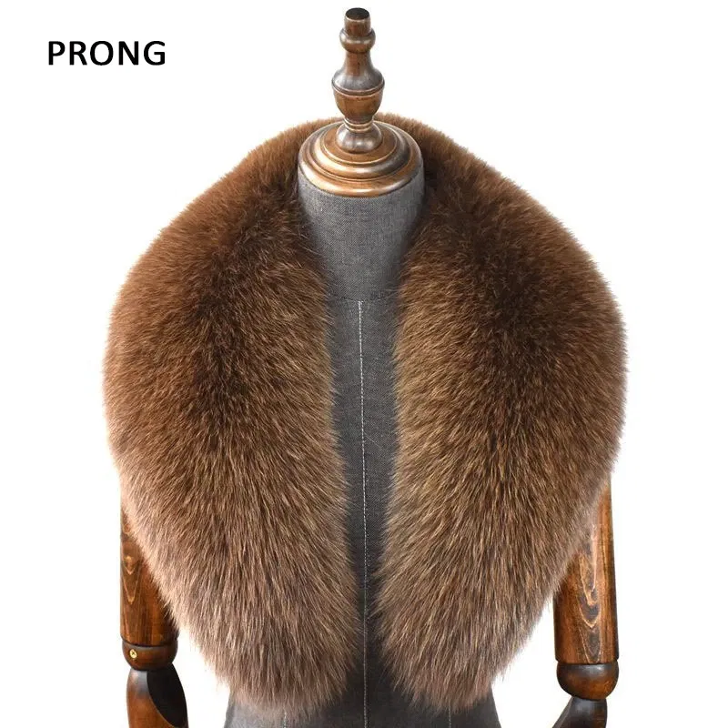 Color: Dark Grey, Size: S - 100% Natural Real Fox Fur Collar For Women Men Coat Jacket Fur Scarf Winter Extra Large Size Neck Warmer Fur Scarf Shawls Wraps