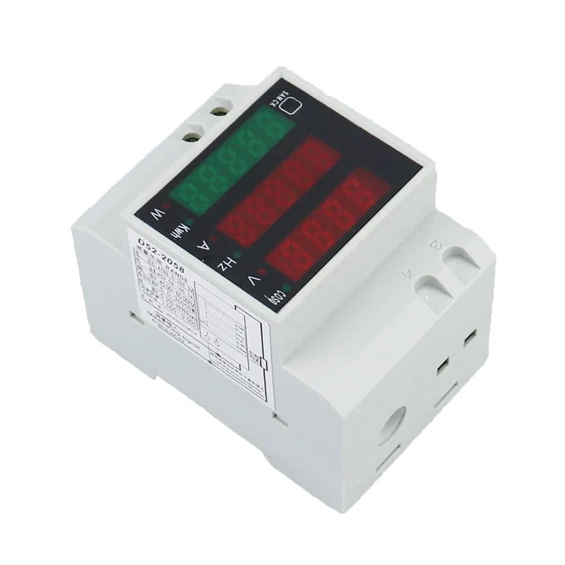 Color: WHITE, Ships From: CHINA - D52-2058 Wattmeter Din rail Volt current Meter Power Factor digital meter AC80-300V multi-function kwh Hz meter 0-100A