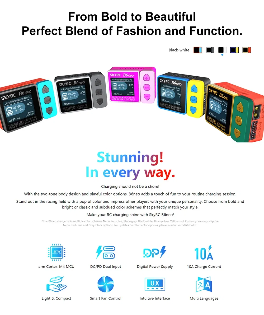 Color: Watermelon red, Ships From: CHINA - 2023 SkyRC B6neo Smart Charger DC 200W PD 80W Battery Balance Charger SK-100198 B6 neo Xmas tree version